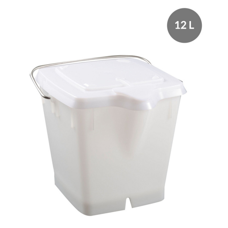 Seau avec couvercle Avec couvercle blanc plastique 30,5x33x28 cm 12 L fond plein parois pleines Gilac