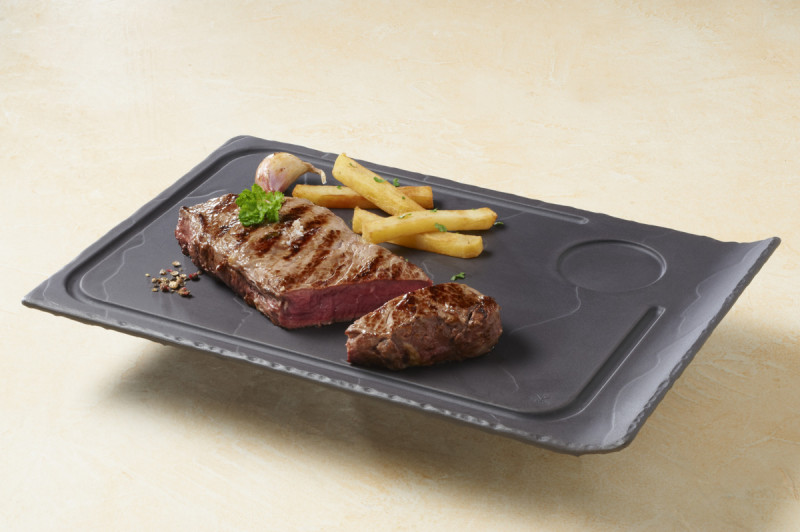 Assiette à steak rectangulaire noir porcelaine culinaire 39,5x24 cm Basalt Revol