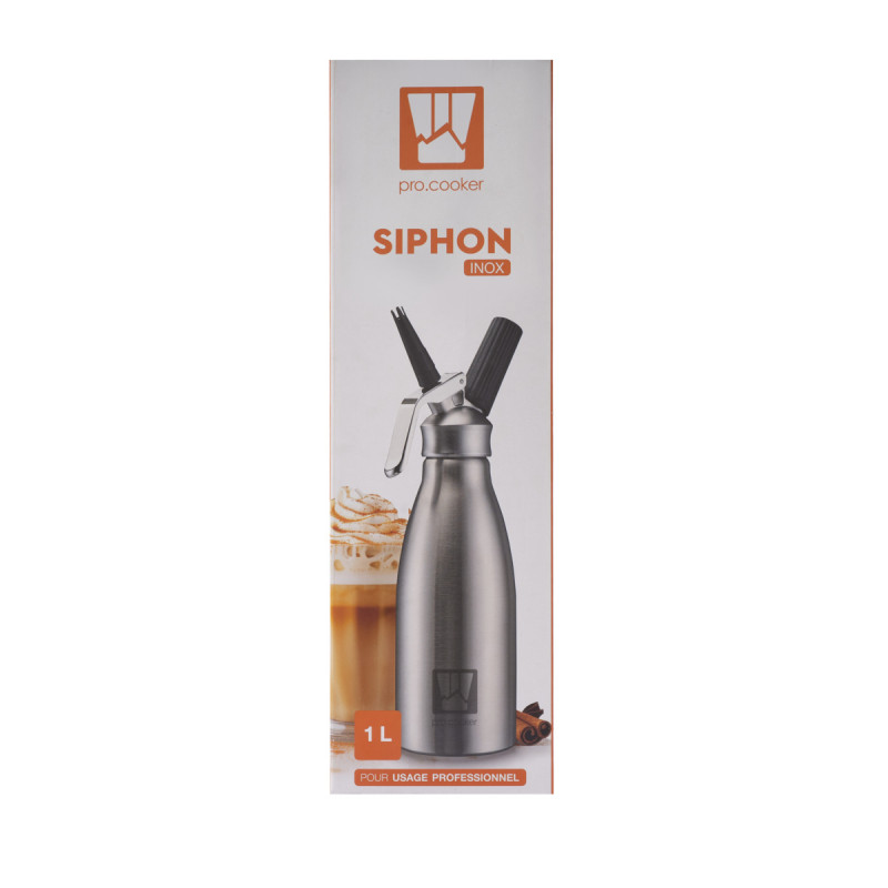 Siphon à chantilly inox 1 L Ø 10,5 cm 33,7 cm Pro.cooker