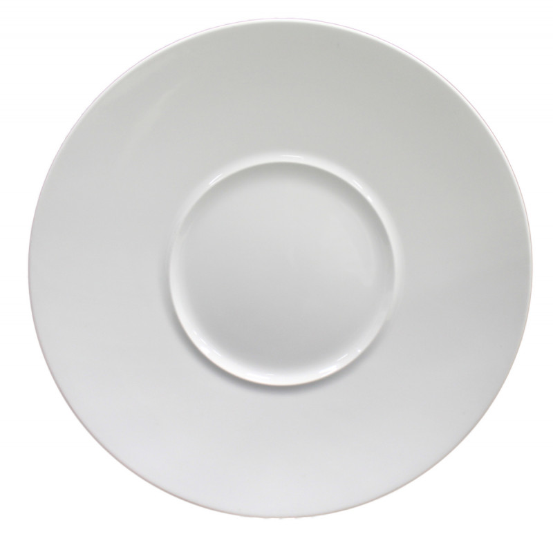 Assiette plate rond blanc porcelaine vitrifiée Ø 28 cm Style Astera