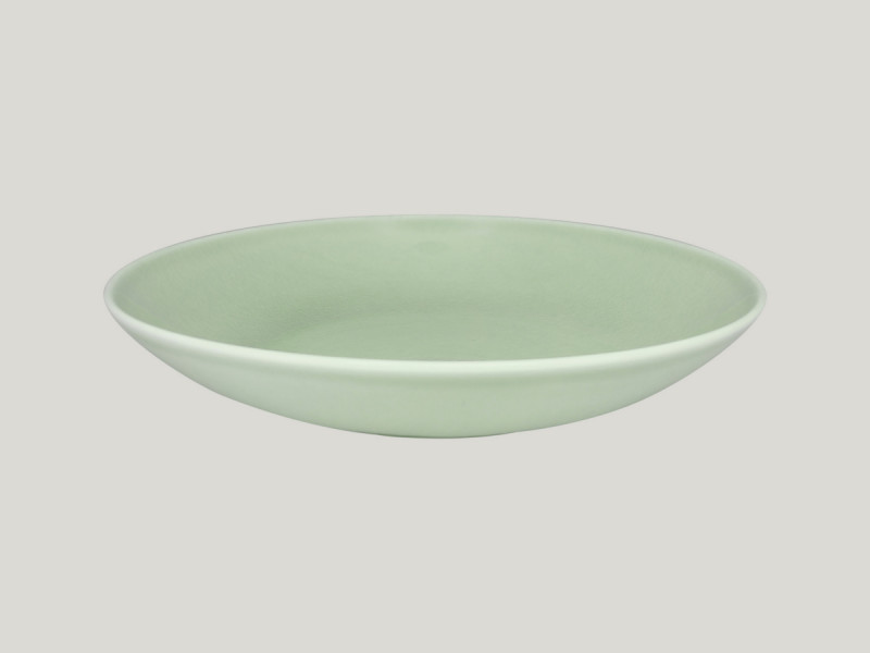 Assiette coupe creuse rond vert porcelaine vitrifiée Ø 26 cm Vintage Rak