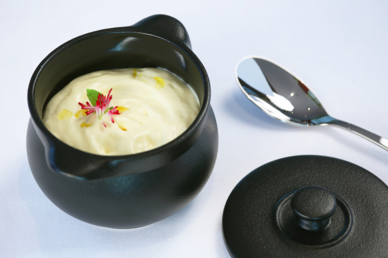 Soupière avec couvercle rond blanc porcelaine vitrifiée Ø 10,6 cm Chefs Fusion Rak