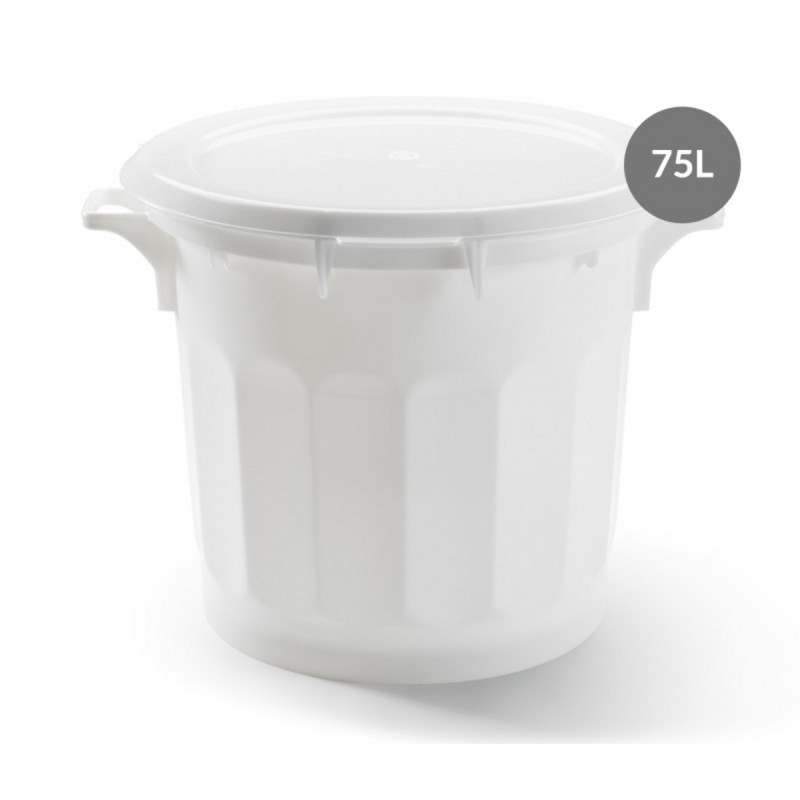 Couvercle plat pour bac 75 L rond blanc plastique Ø 61 cm 8,5 cm Gilac