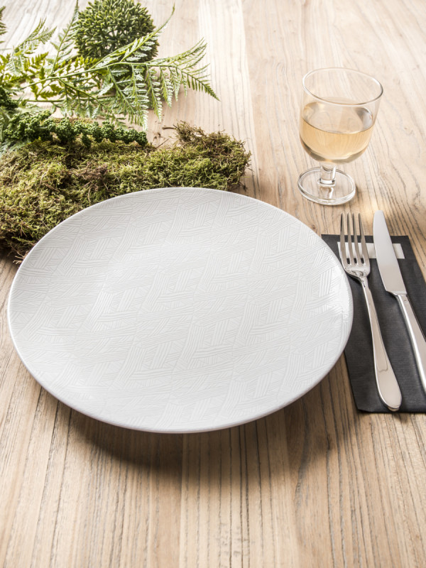 Assiette coupe plate rond blanc porcelaine vitrifiée Ø 28 cm Jungle Astera