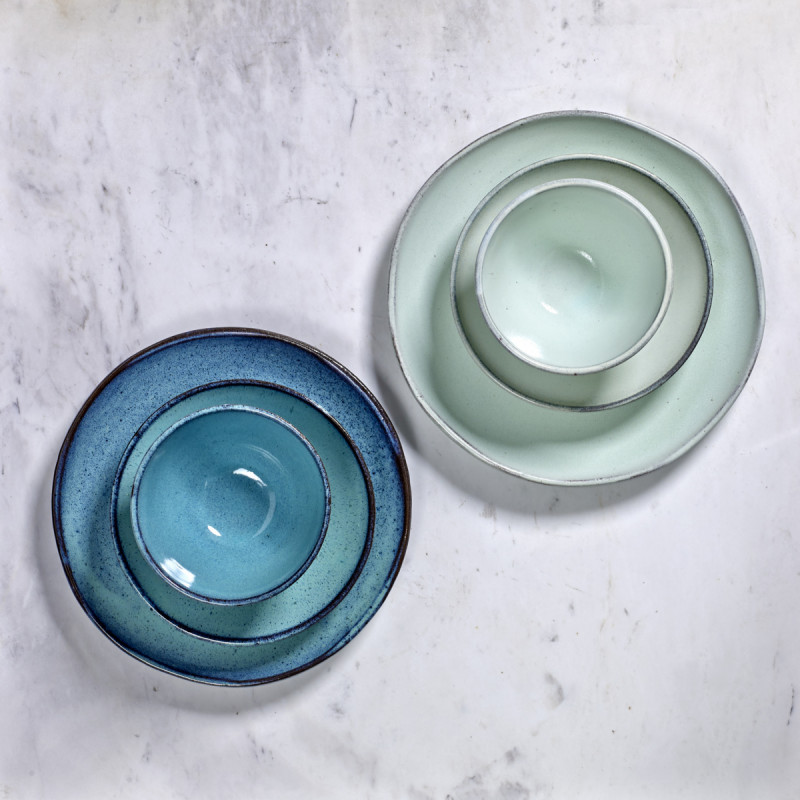 Assiette coupe plate rond turquoise terre cuite Ø 28,5 cm Aqua Serax