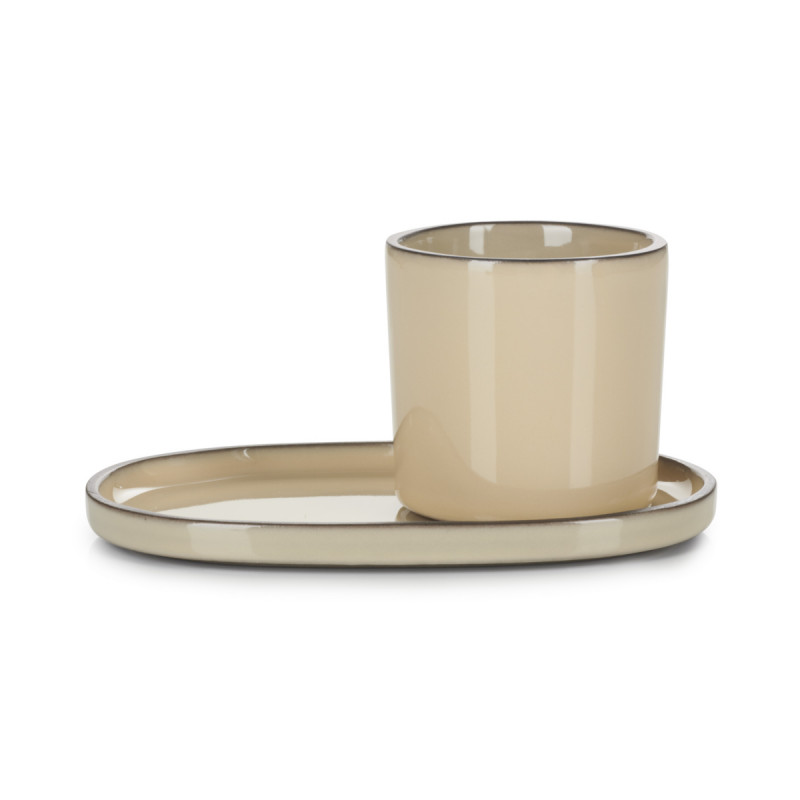 Sous-tasse à expresso ovale beige porcelaine culinaire 13,5 cm Caractere Revol