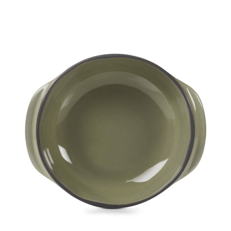 Cocotte sans couvercle rond vert porcelaine culinaire Ø 12 cm Caractere Revol