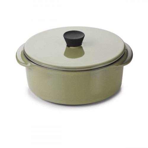 Cocotte avec couvercle rond vert porcelaine culinaire Ø 12 cm Caractère Revol
