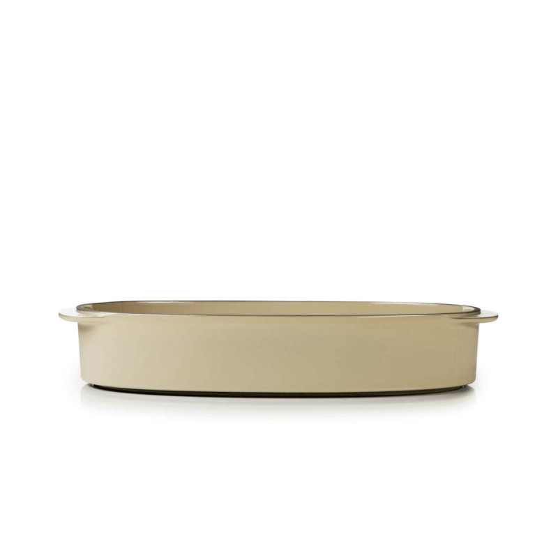 Plat ovale beige porcelaine culinaire 34 cm Caractere Revol