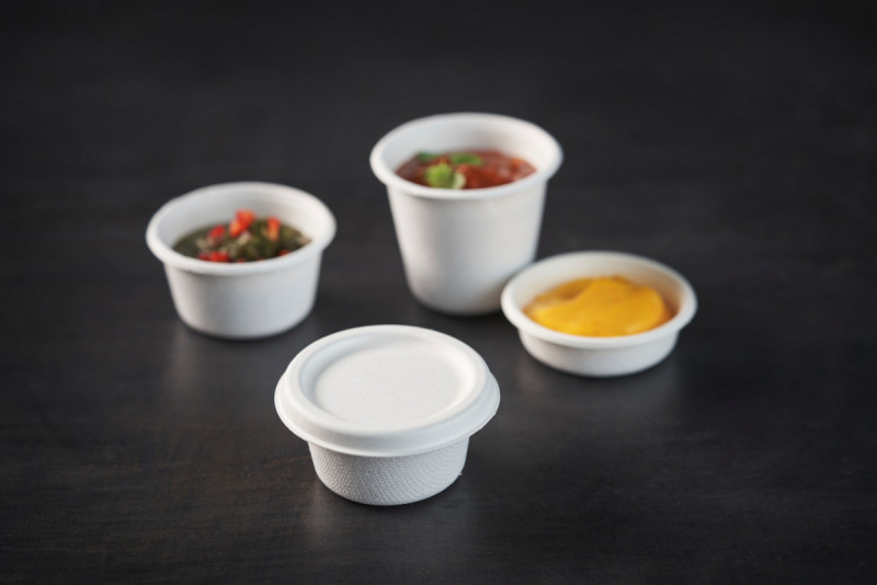 Couvercle pot à sauce rond blanc Ø 70 mm 8 mm Bagasse Duni (150 pièces)