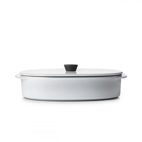 Plat avec couvercle ovale blanc porcelaine culinaire 19x13 cm Caractère Revol