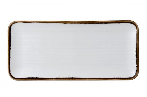 Assiette rectangulaire organique blanc porcelaine vitrifiée 27x16 cm Harvest Dudson