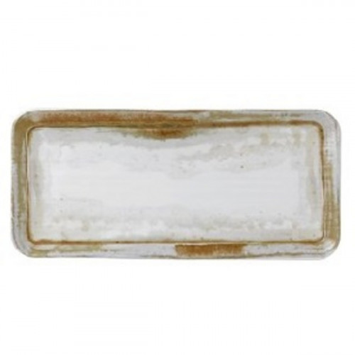 Assiette rectangulaire organique beige porcelaine vitrifiée 27x16 cm Finca Dudson
