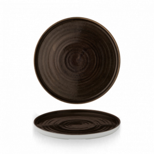 Assiette à bord droit rond iron black porcelaine vitrifiée Ø 21 cm 19,2 cm Stonecast Patina Churchill