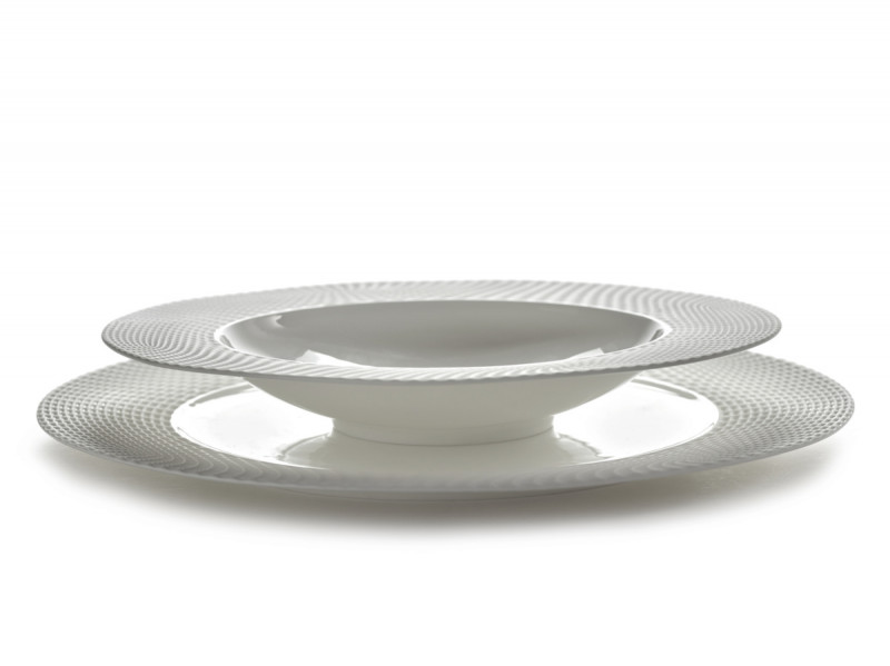 Assiette creuse rond blanc porcelaine bone china Ø 24 cm Nido Serax