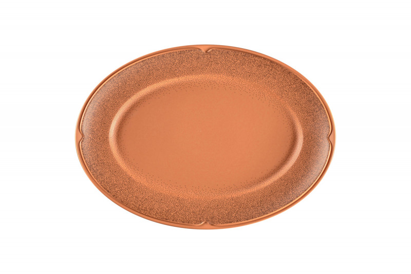 Assiette plate ovale Tero Décor Prima porcelaine 38,2x26,9 cm Earth Rak