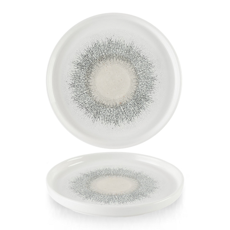 Assiette à bord droit rond Agate grey porcelaine vitrifiée Ø 21 cm Fusion Churchill