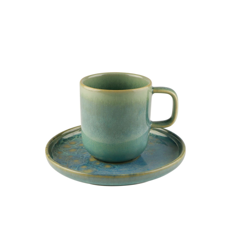 Sous tasse expresso rond bleu grès émaillé Ø 12 cm Magic Accolade