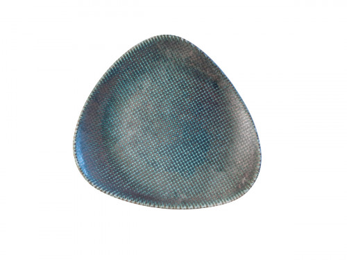 Assiette coupe plate triangulaire bleu porcelaine vitrifiée 22,9 cm Astro Churchill