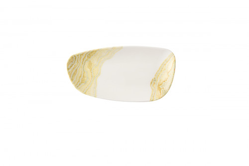 Assiette coupe plate rectangulaire Gold porcelaine vitrifiée 15,5x30 cm Tide Churchill