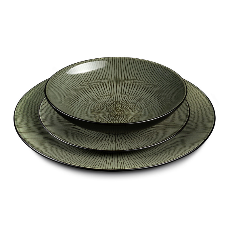 Assiette à salade rond vert grès émaillé Ø 18 cm Hypnose Medard De Noblat